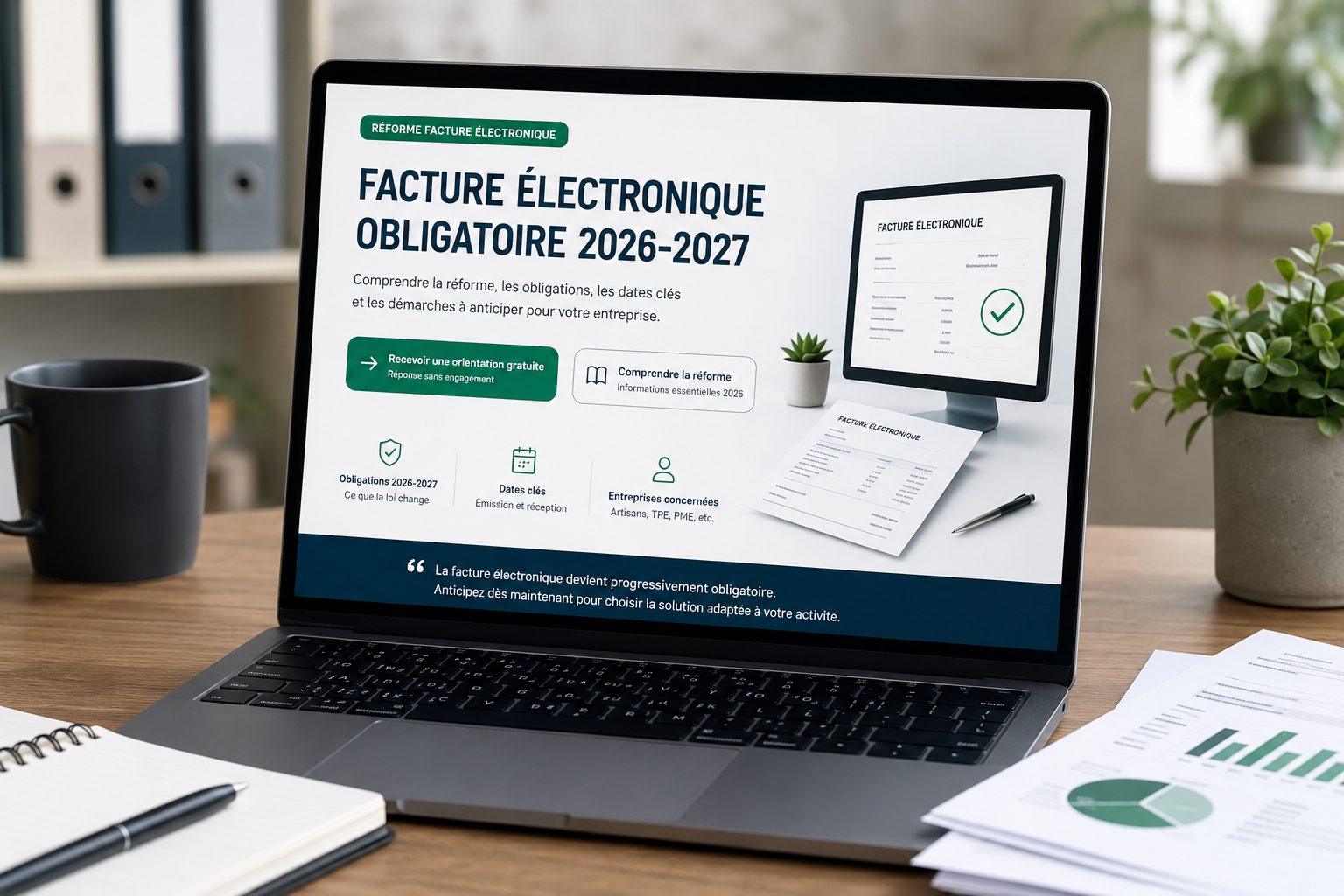 Facture électronique obligatoire 2026-2027 pour artisans, TPE, PME et commerçants
